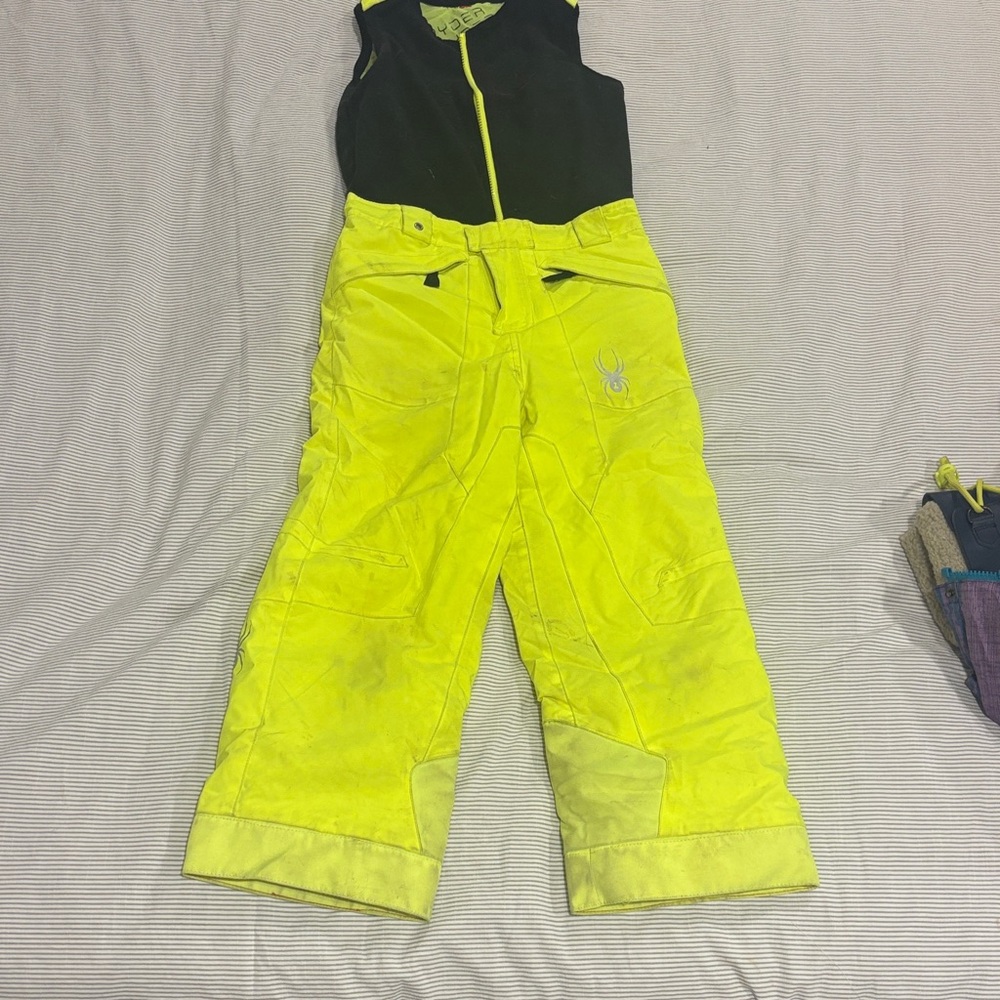Kids Spyder neon yellow ski pants